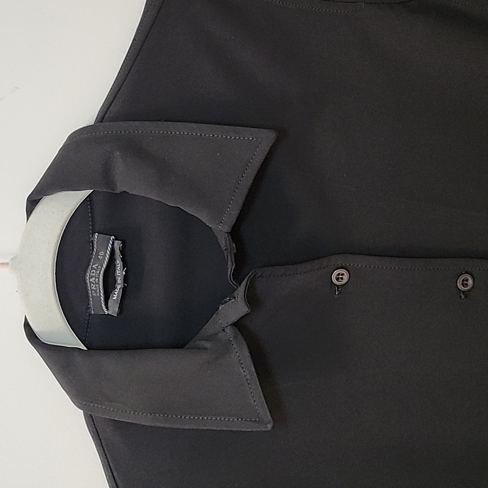 Prada Classic Black Women's Button-Up Shirt Sz 40/ Large - Picture 6 of 16